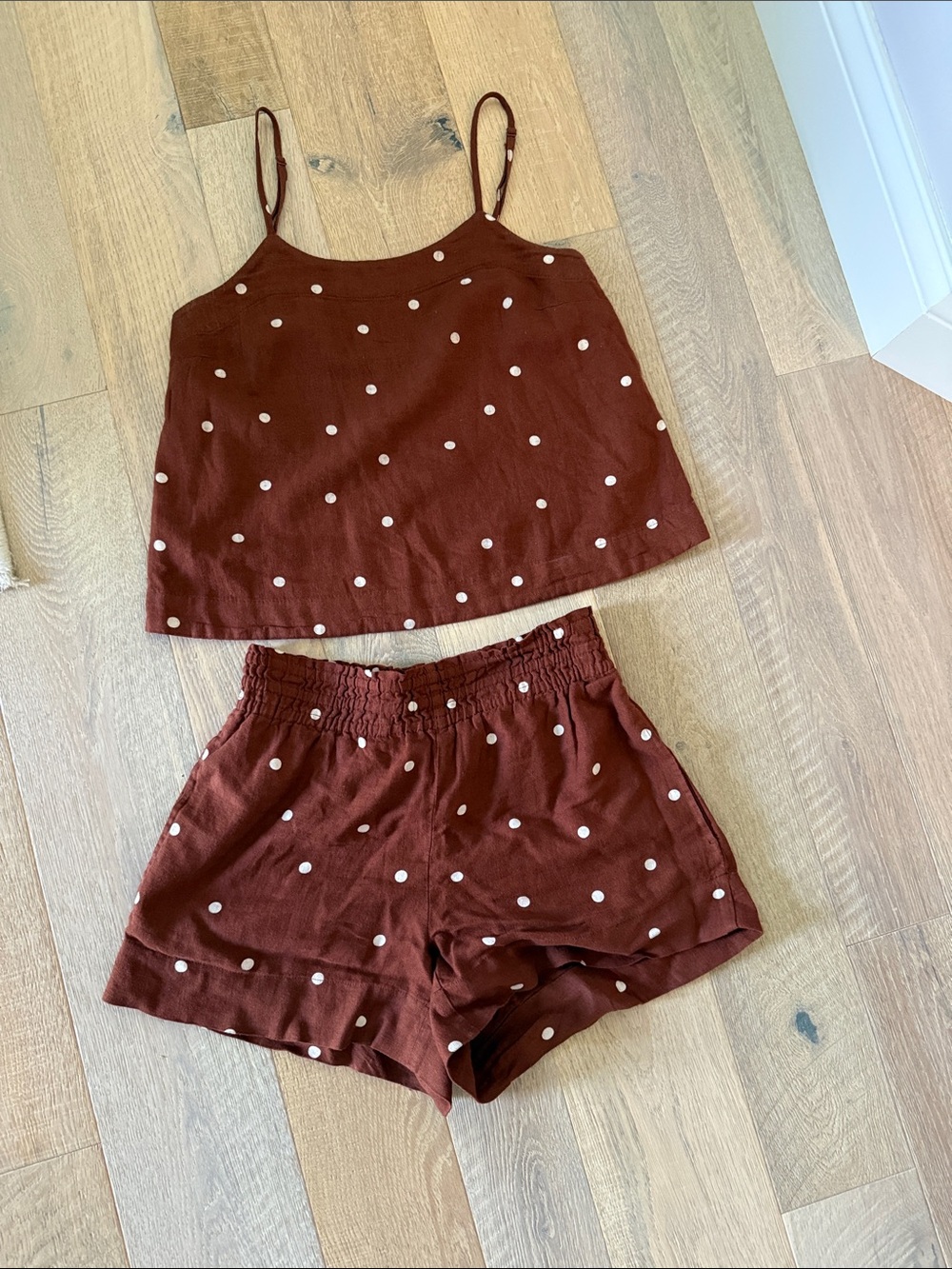 a new day Rust Brown Polka Dot Cami & Shorts Sleep Set